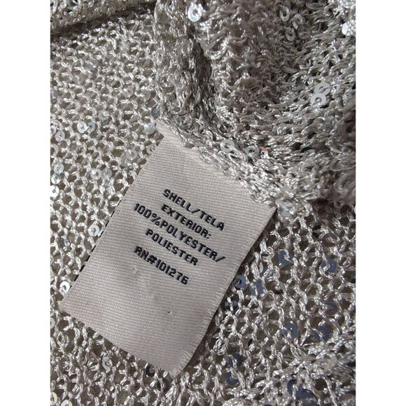 ECI NY Open Shoulder Pullover Sweater Womens XL Silver Sequin Keyhole Back Party - Picture 8 of 9